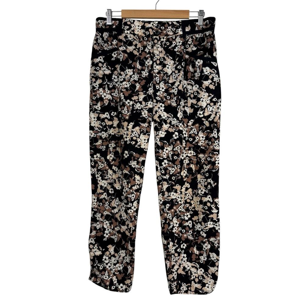 Anthropologie Pants Womens 10 Black Brown Cartonnier Nassella Joggers Trousers - Picture 2 of 14